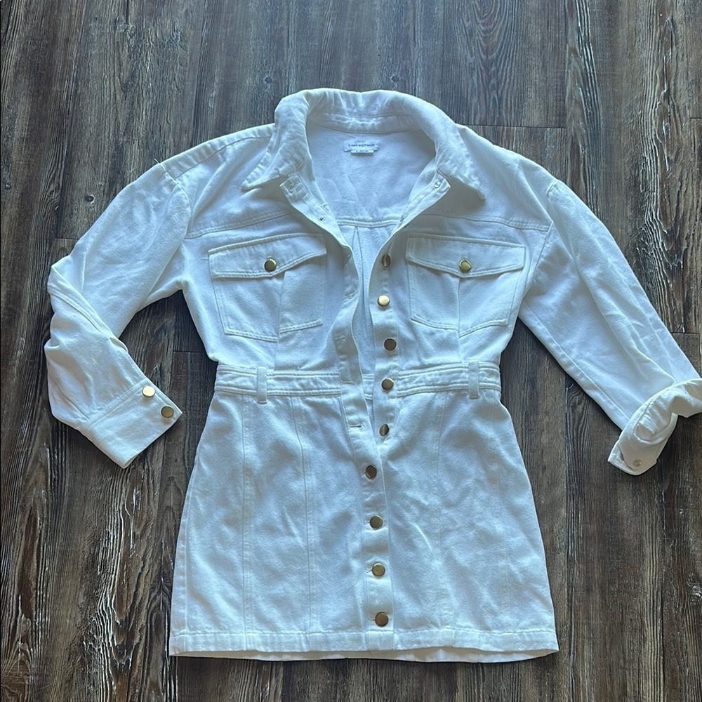 Lovers + Friends White Button-Up Dress